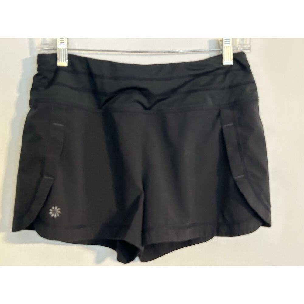 Athleta Women's Athletic Shorts Back Zip Pocket Running Gym Size S Black